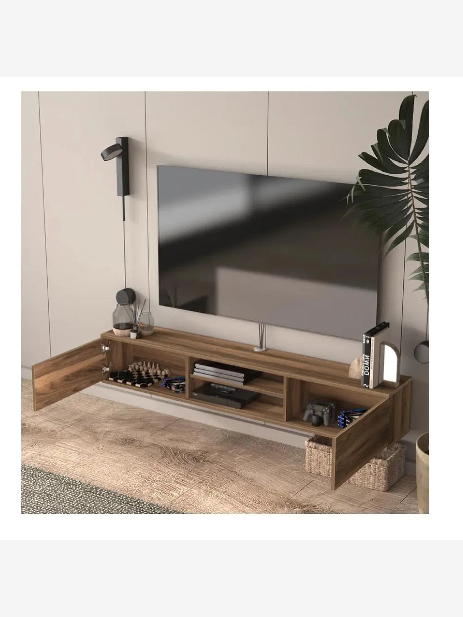 Mesa de TV Flotante 80" Amauta TU MESITA Melamina 18mm 2 puertas Marrón
