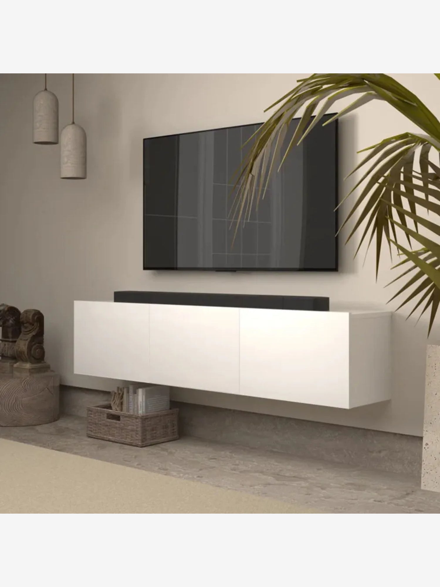 Mesa de TV Flotante Aquiles color Blanco 3 puertas TU MESITA