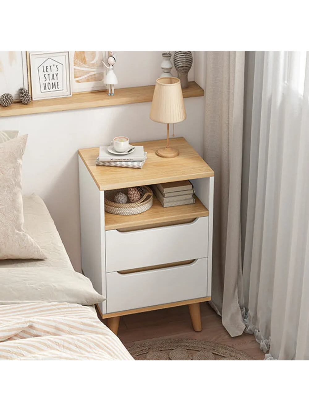 Velador Vintage Moderno Marina 2 Cajones TU MESITA