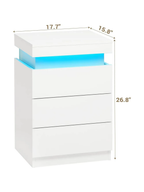 Velador Mesa de Noche Tamaris Blanco con luces LED TU MESITA 3 cajones