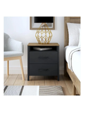 Mesa de Noche Velador Amber TU MESITA color Negro Roble 2 cajones