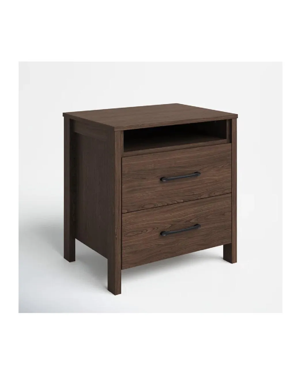 Mesa de Noche Velador Amber TU MESITA color Marrón Oscuro 2 cajones
