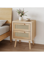 Velador con Ratán Boho Rovere 2 Cajones TU MESITA
