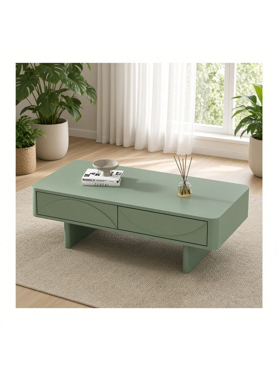 Mesa de Centro Liora Aesthetic 2 Cajones Color Agave TU MESITA Canto Delgado
