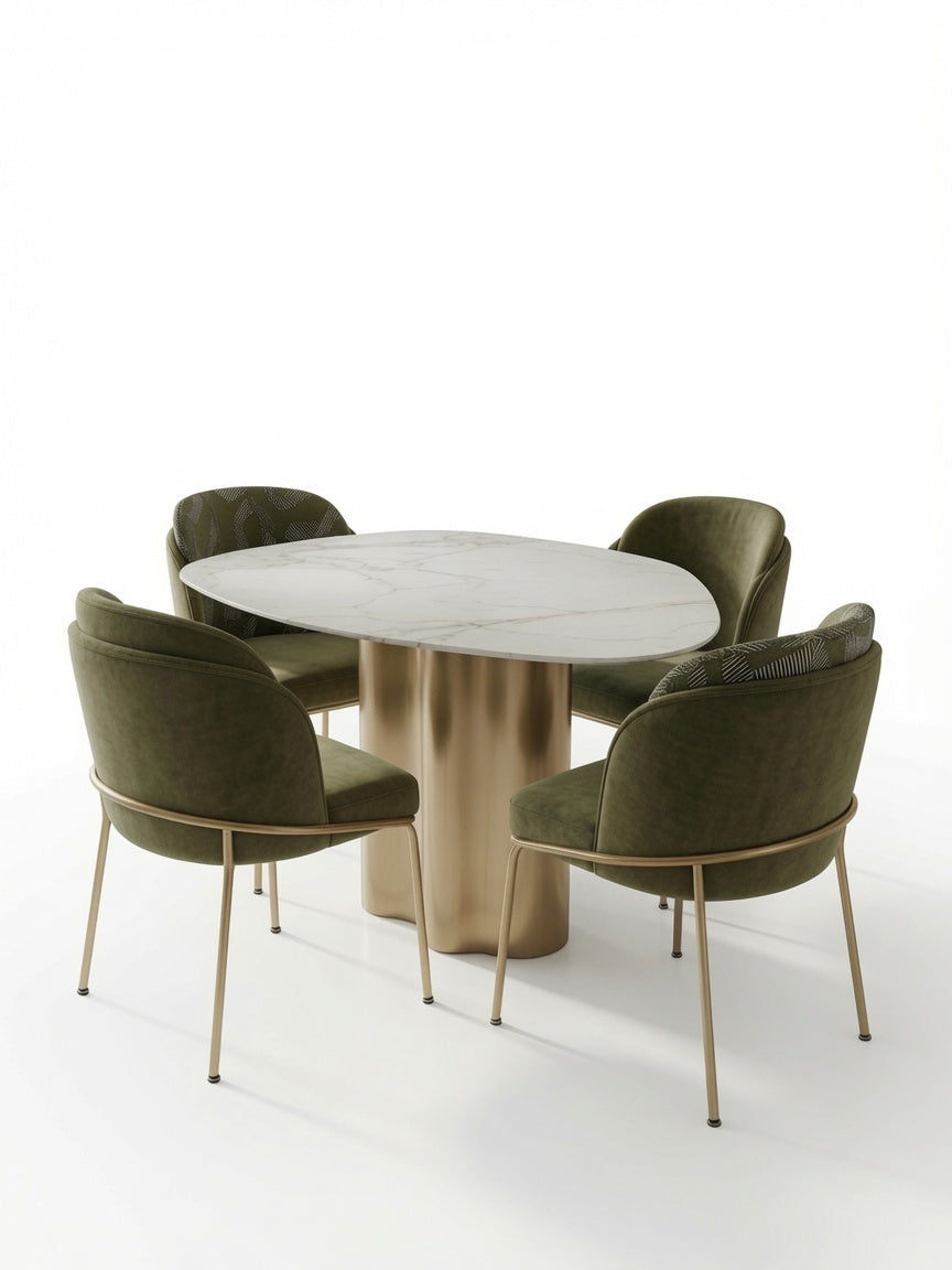 Juego de Comedor Atenea 4 Sillas con Piedra Sinterizada TU MESITA