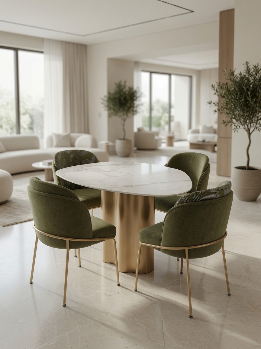 Juego de Comedor Atenea 4 Sillas con Piedra Sinterizada TU MESITA