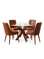 juego de comedor bellagio 4 sillas con tablero de vidrio, vista de detalle del acabado