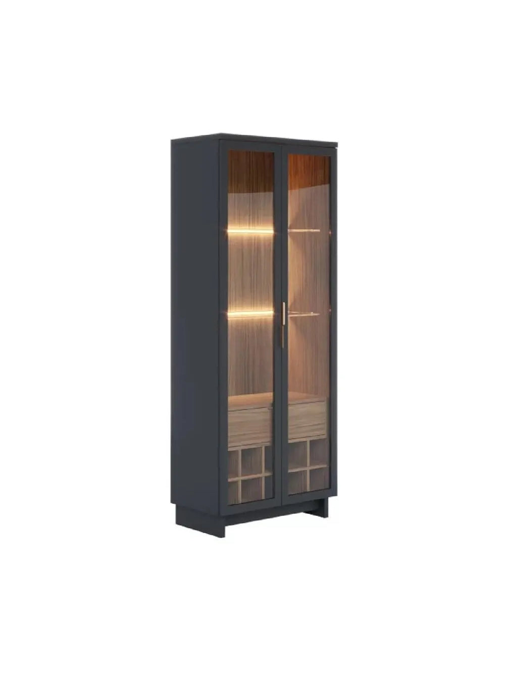Vitrina Moderna TU MESITA Flamingo NegroMarrón 2 puertas 1 cajón LED