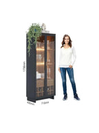 Vitrina Moderna TU MESITA Flamingo NegroMarrón 2 puertas 1 cajón LED