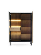 Vitrina Moderna Vilma con 2 Puertas Color Negro/Duna con Luz LED TU MESITA