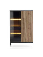 Vitrina Moderna Vilma con 2 Puertas Color Negro/Duna con Luz LED TU MESITA