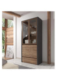 VITRINA ALTA TU MESITA MIRAMAR COLOR NEGRO/MARRÓN 4 PUERTAS 1 CAJÓN