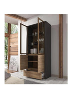 VITRINA ALTA TU MESITA MIRAMAR COLOR NEGRO/MARRÓN 4 PUERTAS 1 CAJÓN