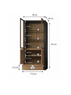 VITRINA ALTA TU MESITA MIRAMAR COLOR NEGRO/MARRÓN 4 PUERTAS 1 CAJÓN