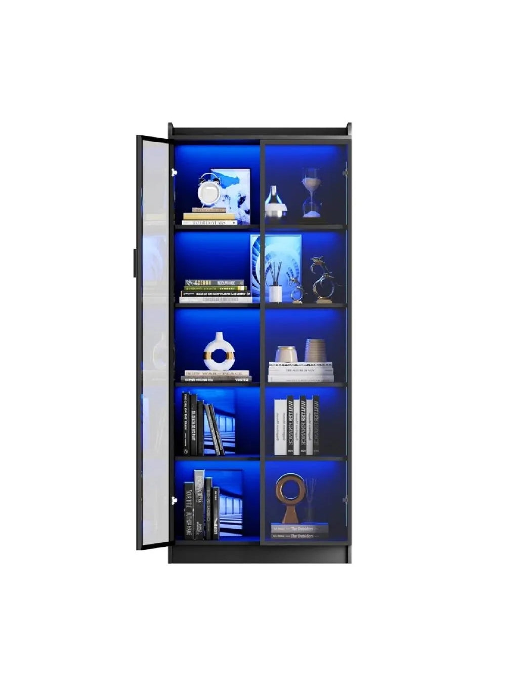 Vitrina Multiusos TU MESITA Gina color Negro 2 puertas luz LED
