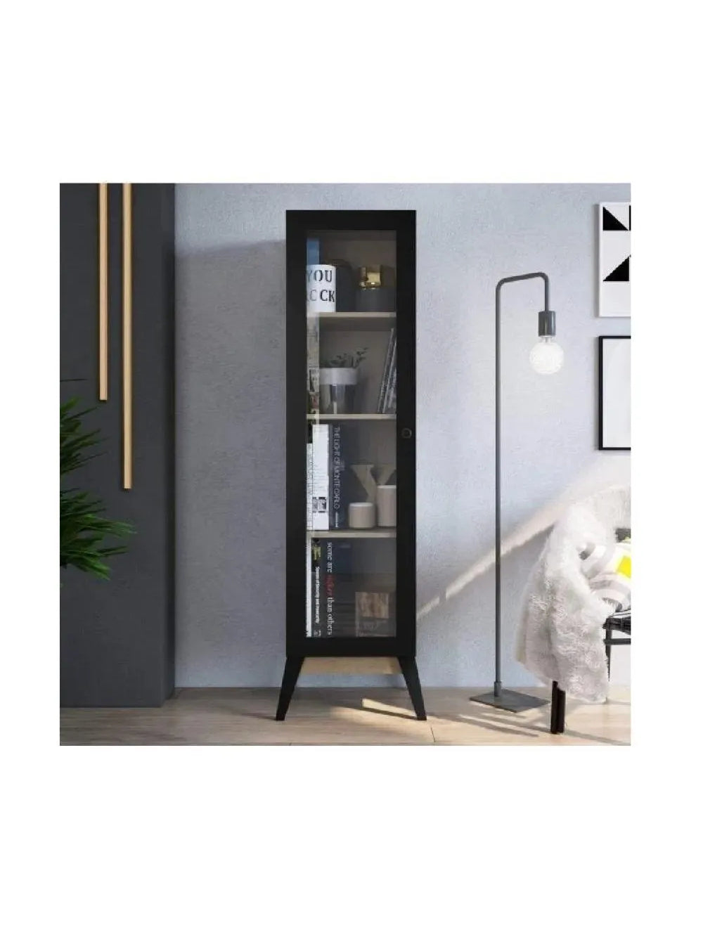 VITRINA CORTA TU MESITA PERSIA 1 PUERTA COLOR NEGRO/DUNA