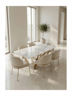 Juego de Comedor Celeste 6 Sillas con Piedra Sinterizada TU MESITA