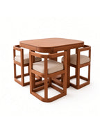 juego de comedor bruno 4 sillas con tablero de vidrio, vista de detalle del acabado